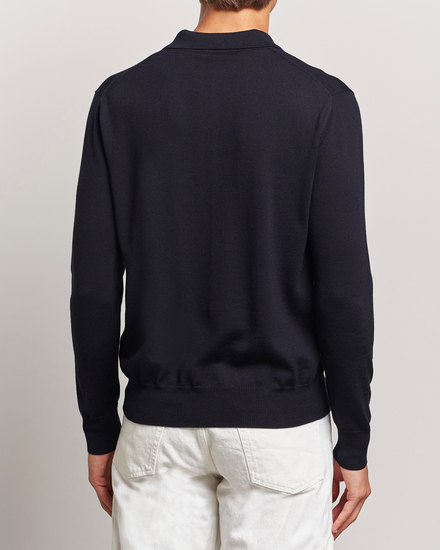 Herre | Gensere | Altea | Merino Long Sleeve Polo Navy