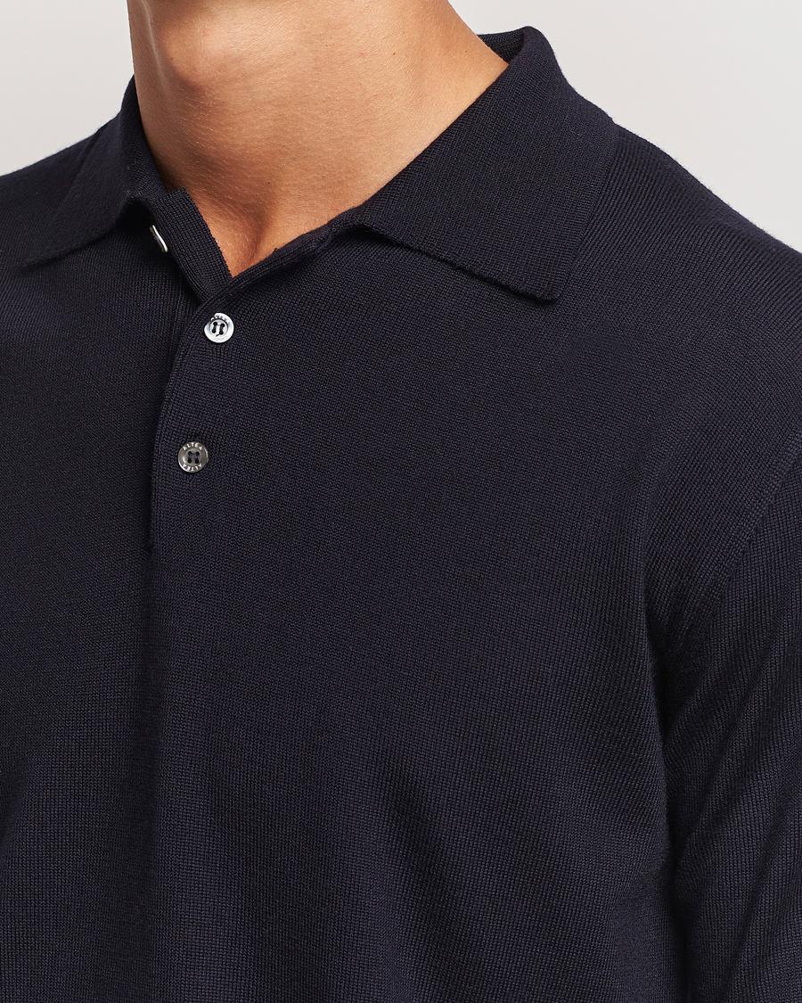 Herre | Gensere | Altea | Merino Long Sleeve Polo Navy