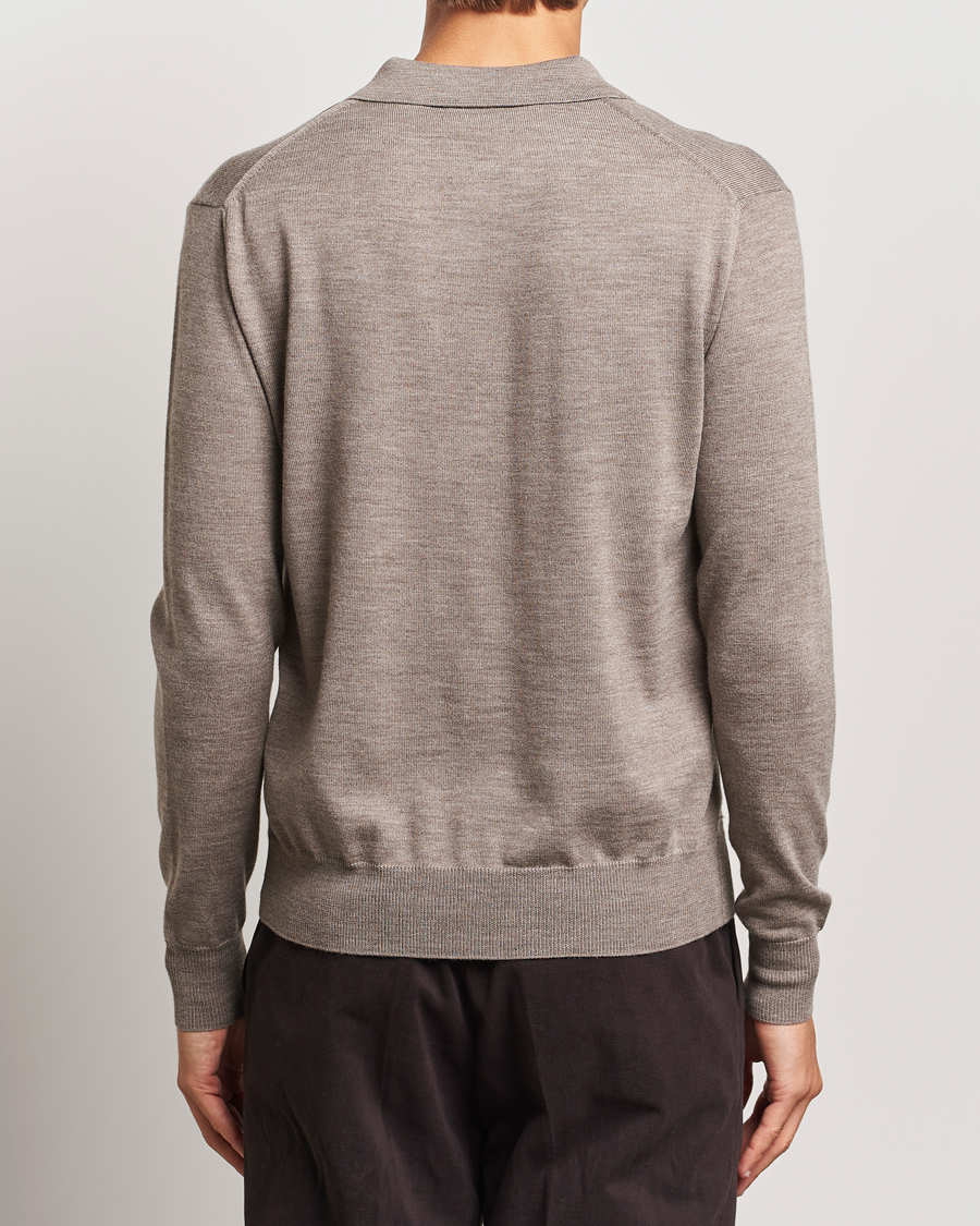 Herre | Gensere | Altea | Merino Long Sleeve Polo Beige
