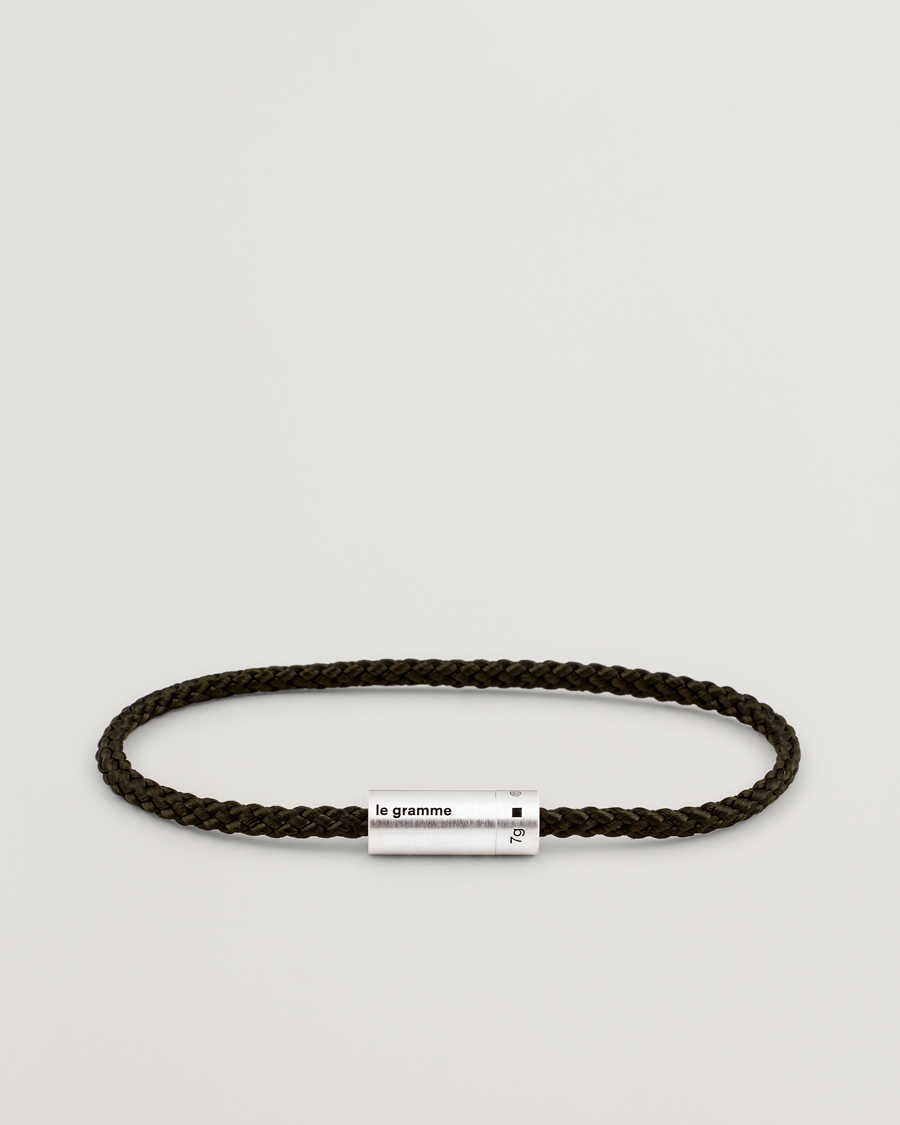 Herre | Smykker | LE GRAMME | Nato Cable Brushed Bracelet Khaki/Sterling Silver
