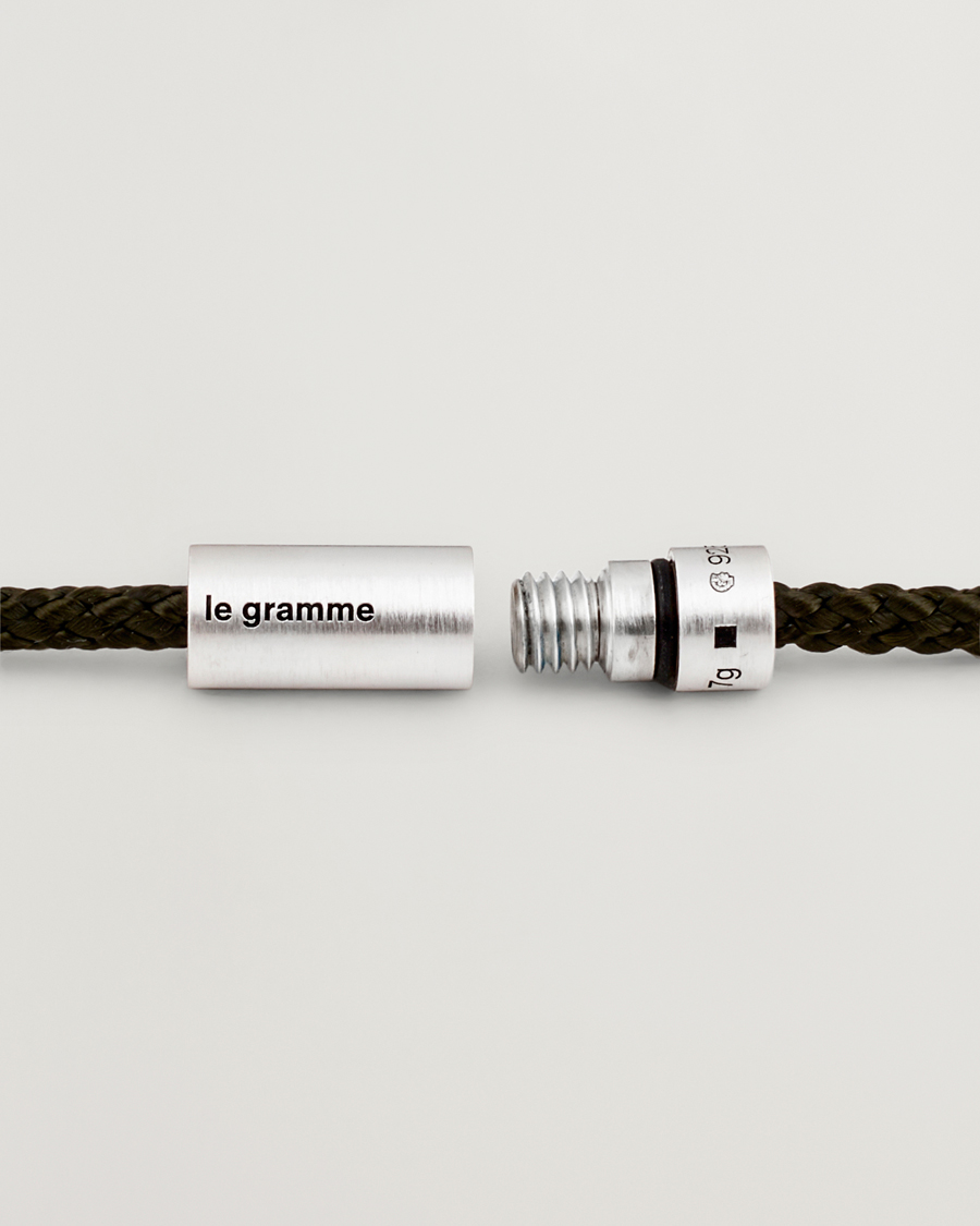 Herre | Smykker | LE GRAMME | Nato Cable Brushed Bracelet Khaki/Sterling Silver