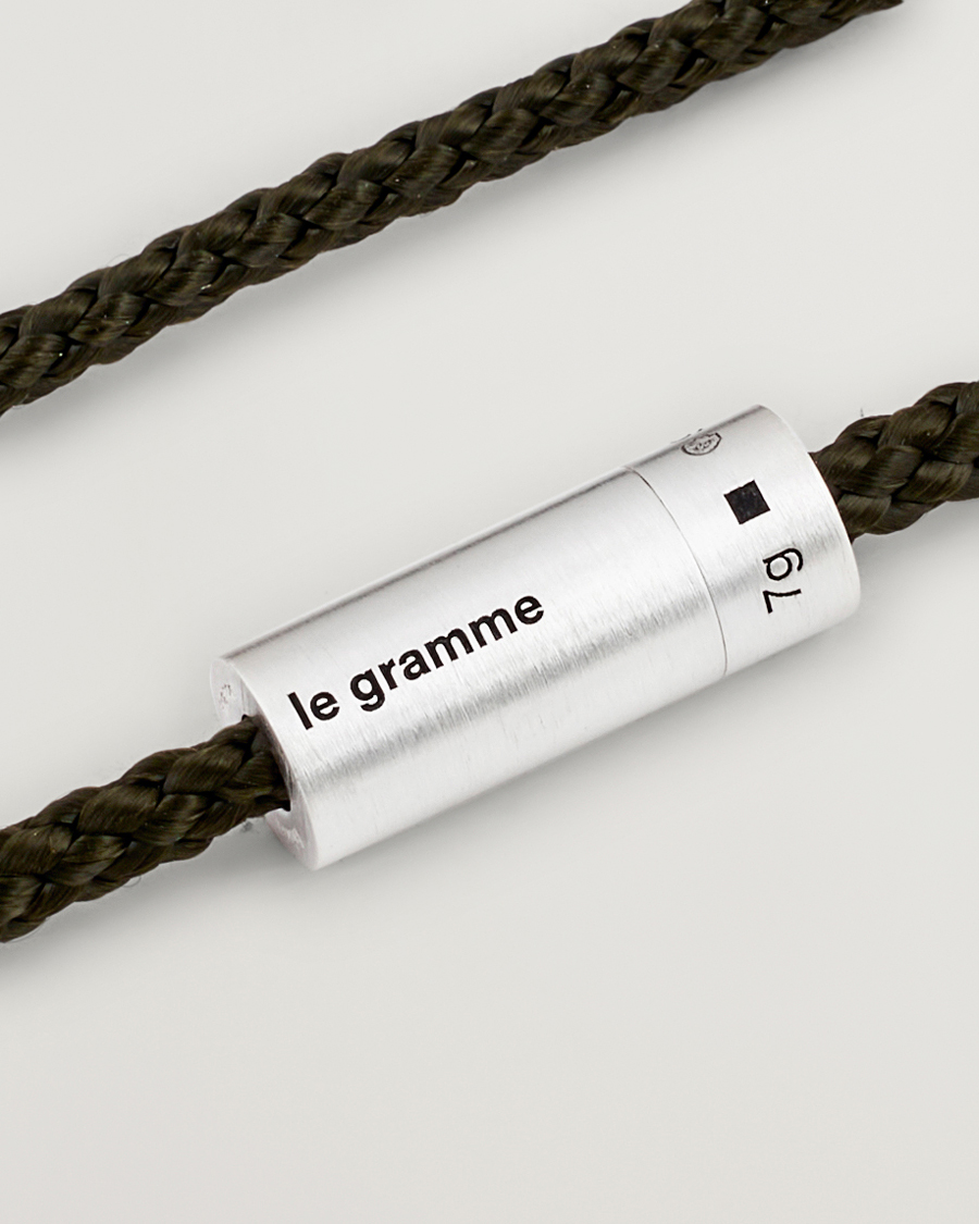 Herre | Smykker | LE GRAMME | Nato Cable Brushed Bracelet Khaki/Sterling Silver