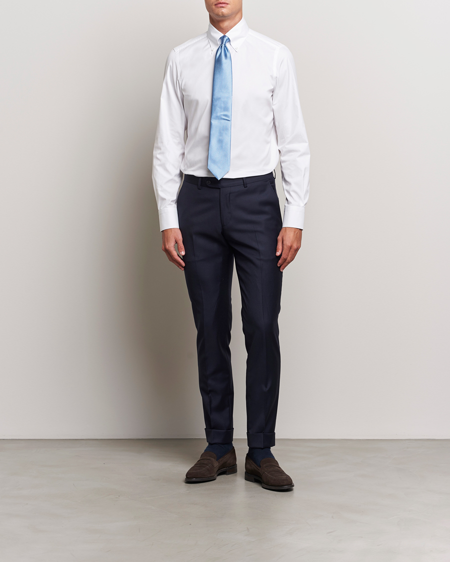 Herre | Skjorter | Finamore Napoli | Milano Slim Oxford Button Down Shirt White