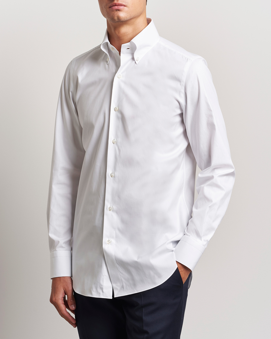 Herre | Skjorter | Finamore Napoli | Milano Slim Oxford Button Down Shirt White
