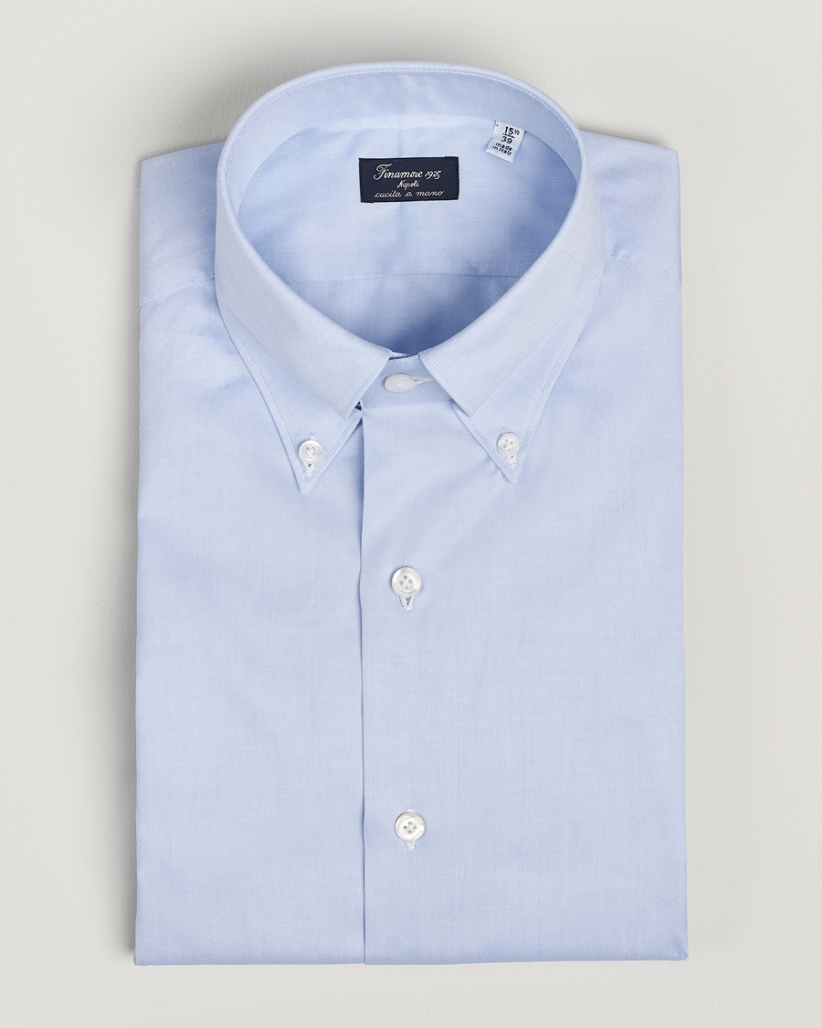 Herre | Skjorter | Finamore Napoli | Milano Slim Oxford Button Down Shirt Light Blue