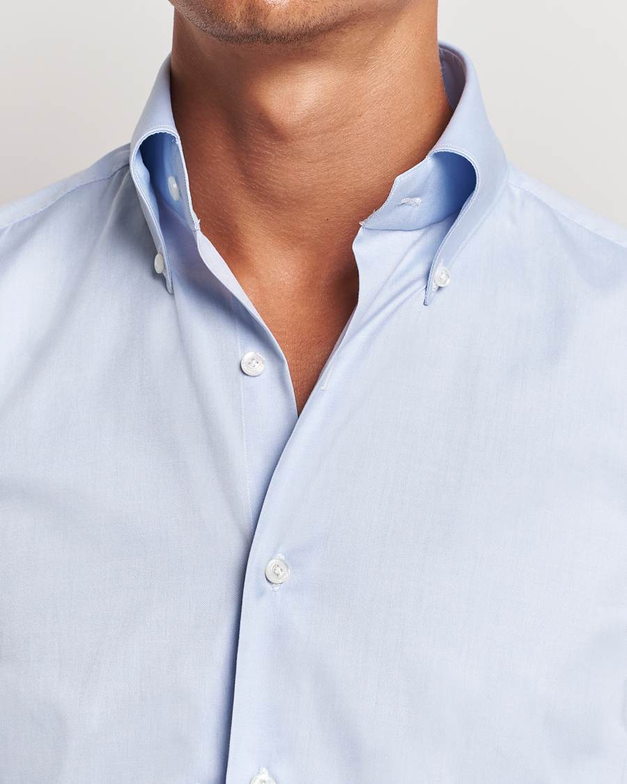 Herre | Skjorter | Finamore Napoli | Milano Slim Oxford Button Down Shirt Light Blue