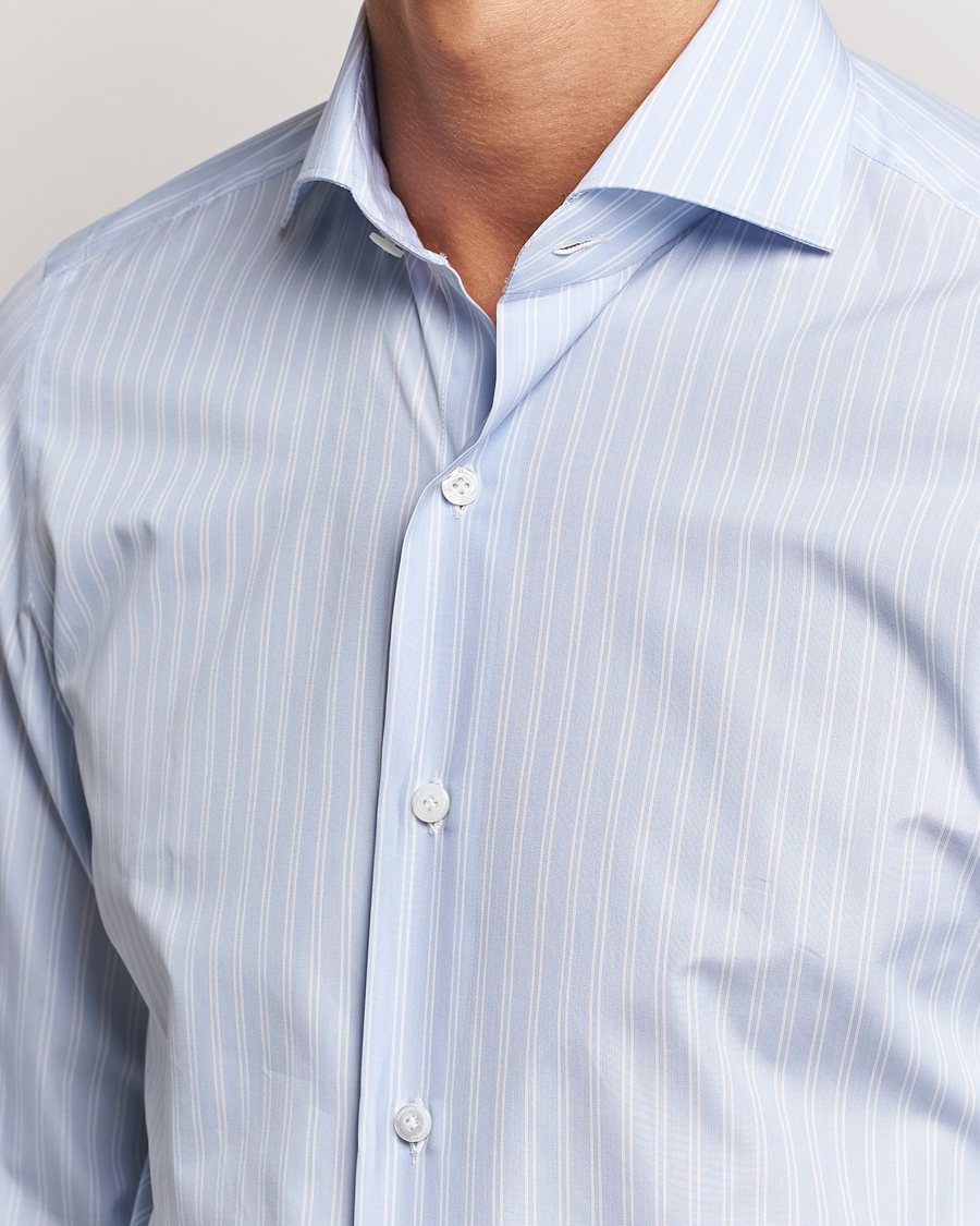 Herre | Skjorter | Finamore Napoli | Milano Slim Giza 170 Striped Dress Shirt Blue