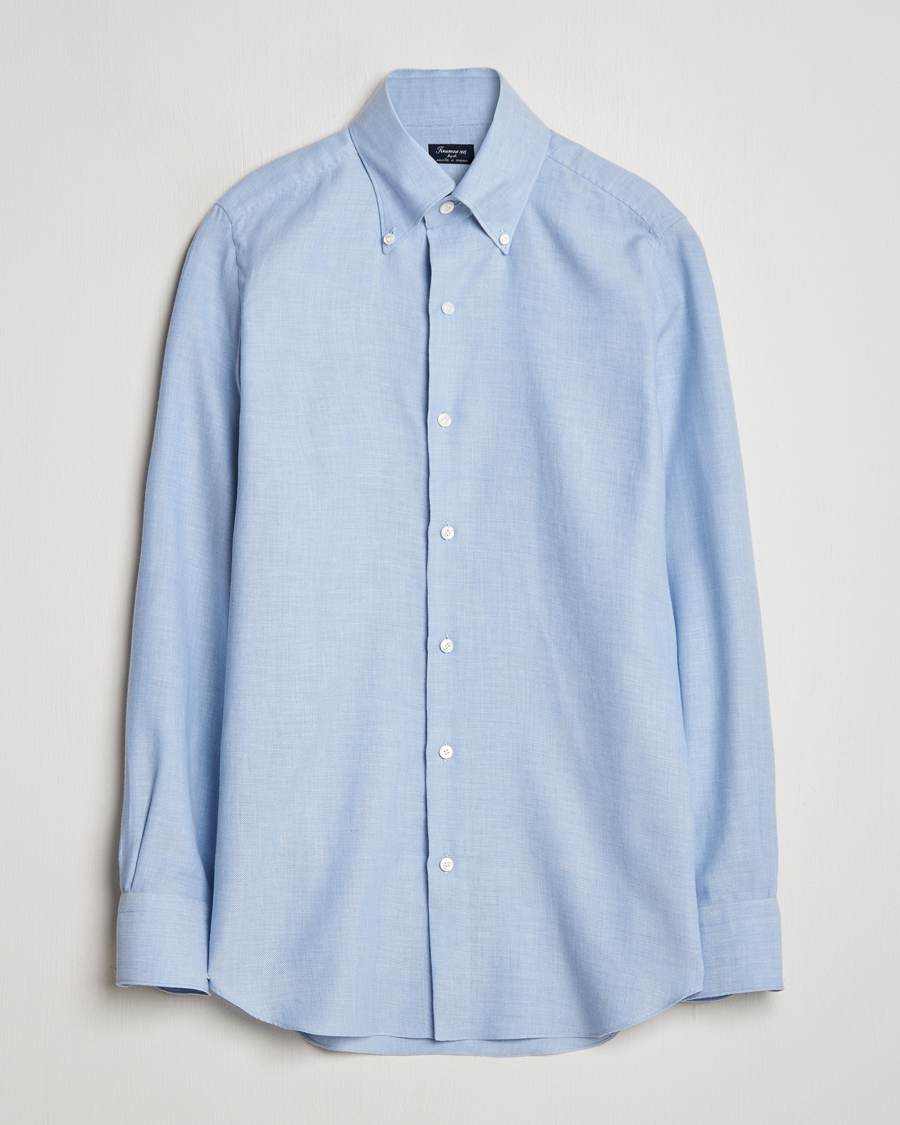 Herre | Skjorter | Finamore Napoli | Milano Slim Cashmere BD Shirt Light Blue