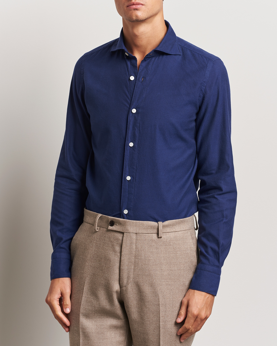 Herre | Skjorter | Finamore Napoli | Gaeta Flannel Shirt Navy