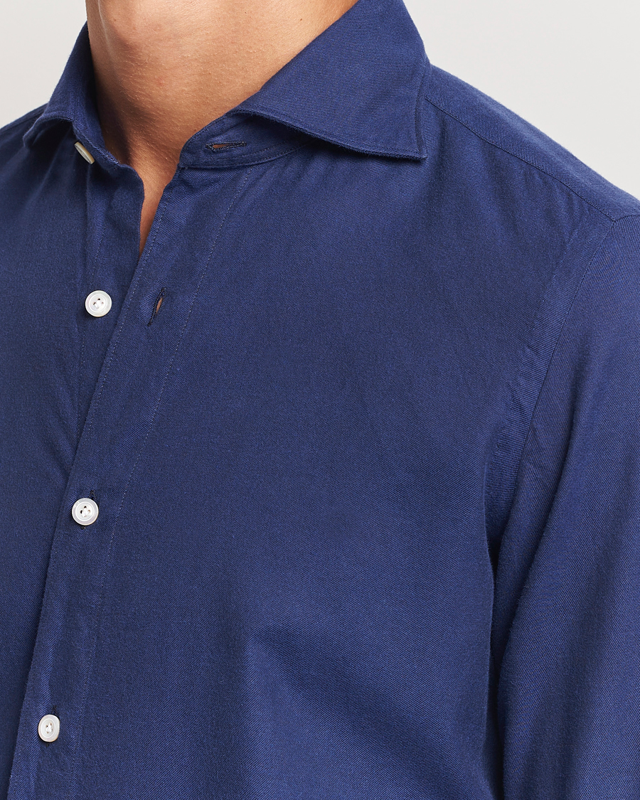Herre | Skjorter | Finamore Napoli | Gaeta Flannel Shirt Navy