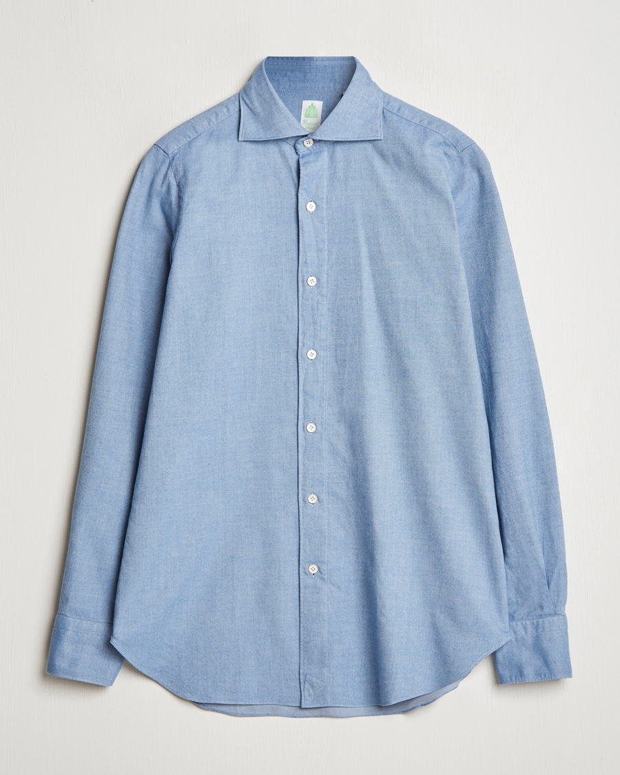 Herre | Skjorter | Finamore Napoli | Gaeta Flannel Shirt Light Blue