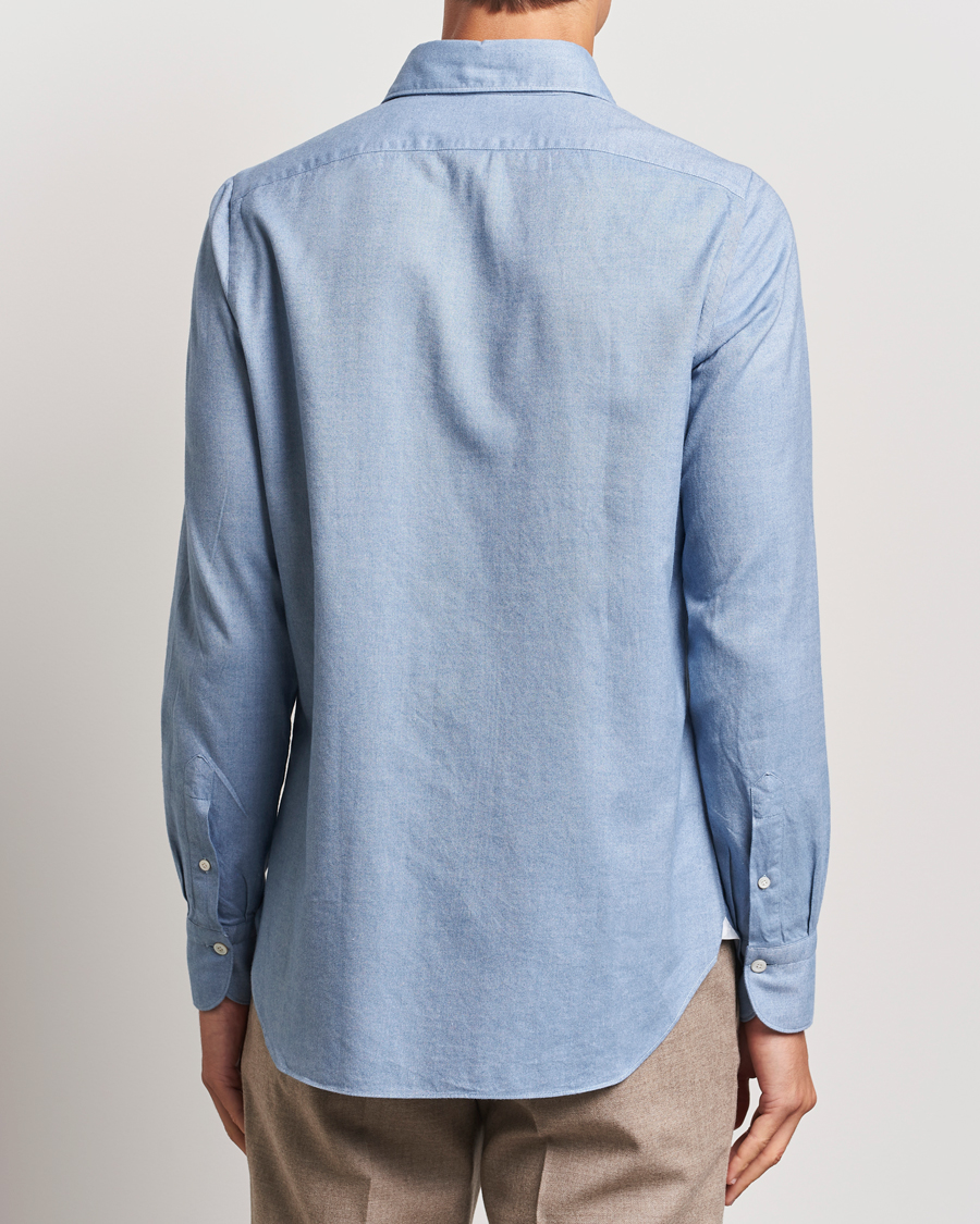 Herre | Skjorter | Finamore Napoli | Gaeta Flannel Shirt Light Blue