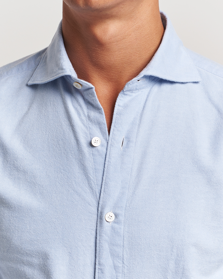 Herre | Skjorter | Finamore Napoli | Gaeta Brushed Oxford Shirt Light Blue