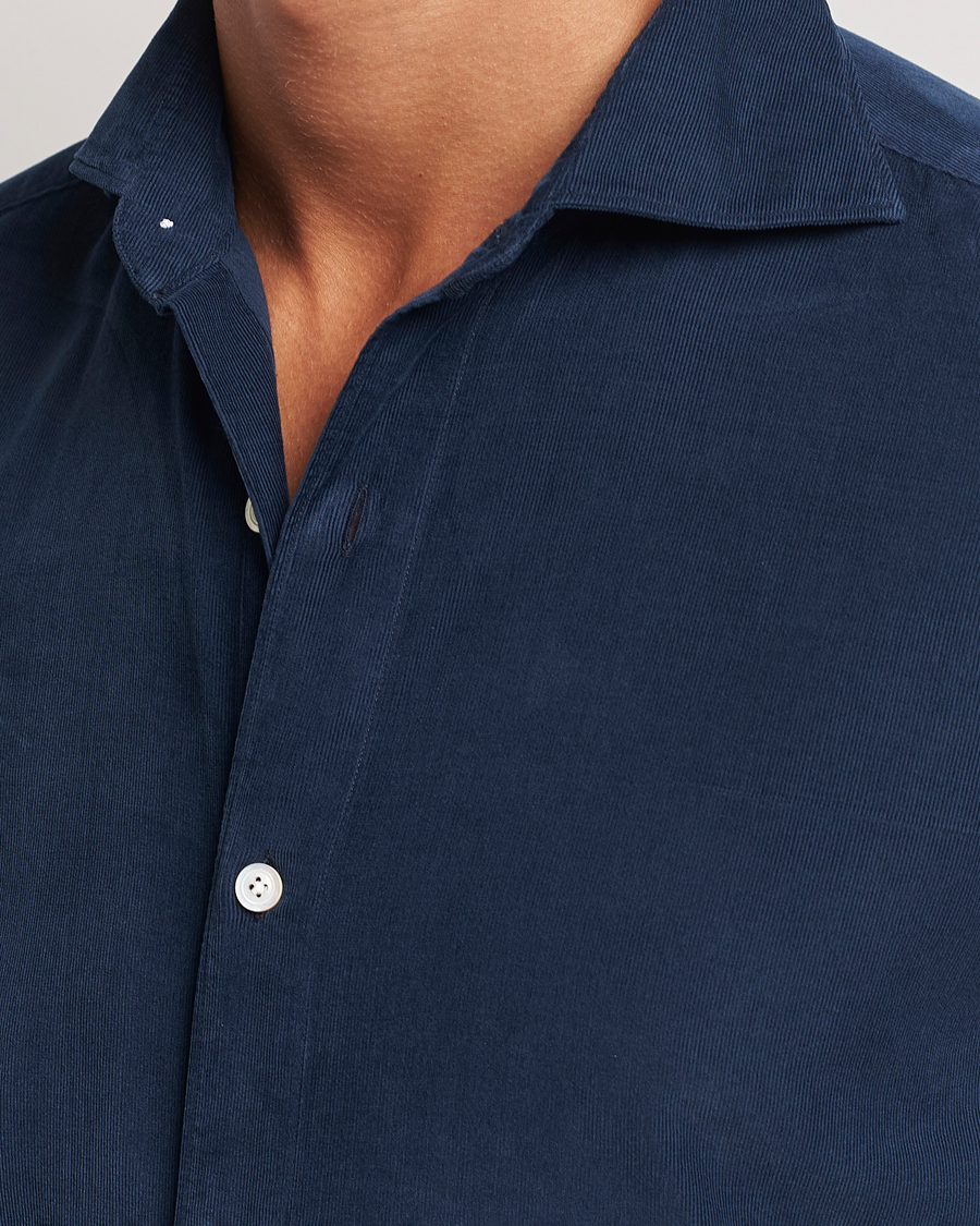 Herre | Skjorter | Finamore Napoli | Gaeta Corduroy Shirt Navy