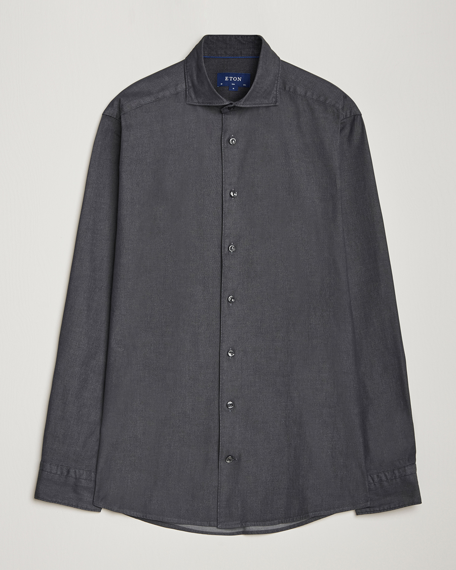 Herre | Skjorter | Eton | Slim Fit Stretch Denim Shirt Black