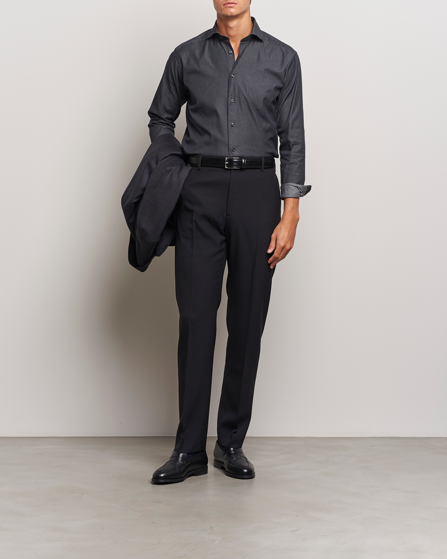 Herre | Skjorter | Eton | Slim Fit Stretch Denim Shirt Black