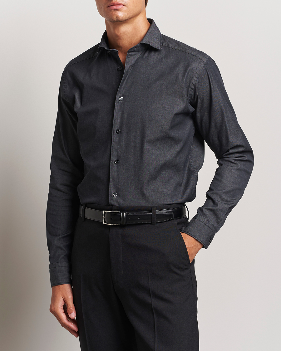 Herre | Skjorter | Eton | Slim Fit Stretch Denim Shirt Black
