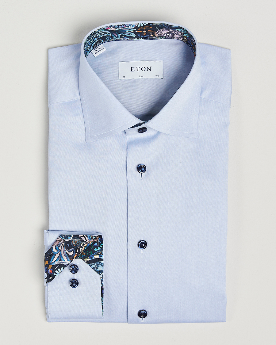 Herre | Skjorter | Eton | Slim Fit Signature Twill Contrast Shirt Blue