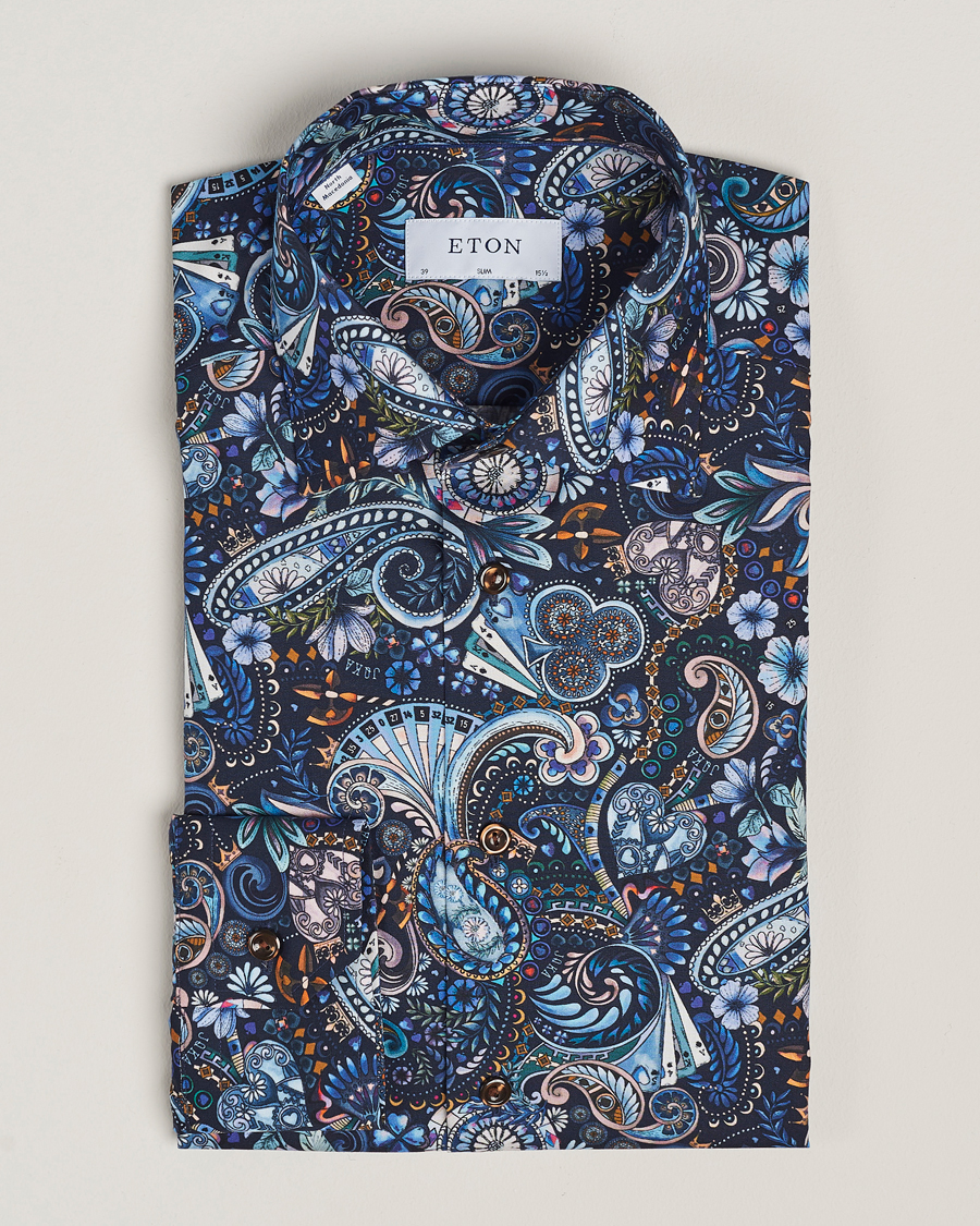 Herre | Skjorter | Eton | Slim Fit Signature Twill Printed Shirt Navy
