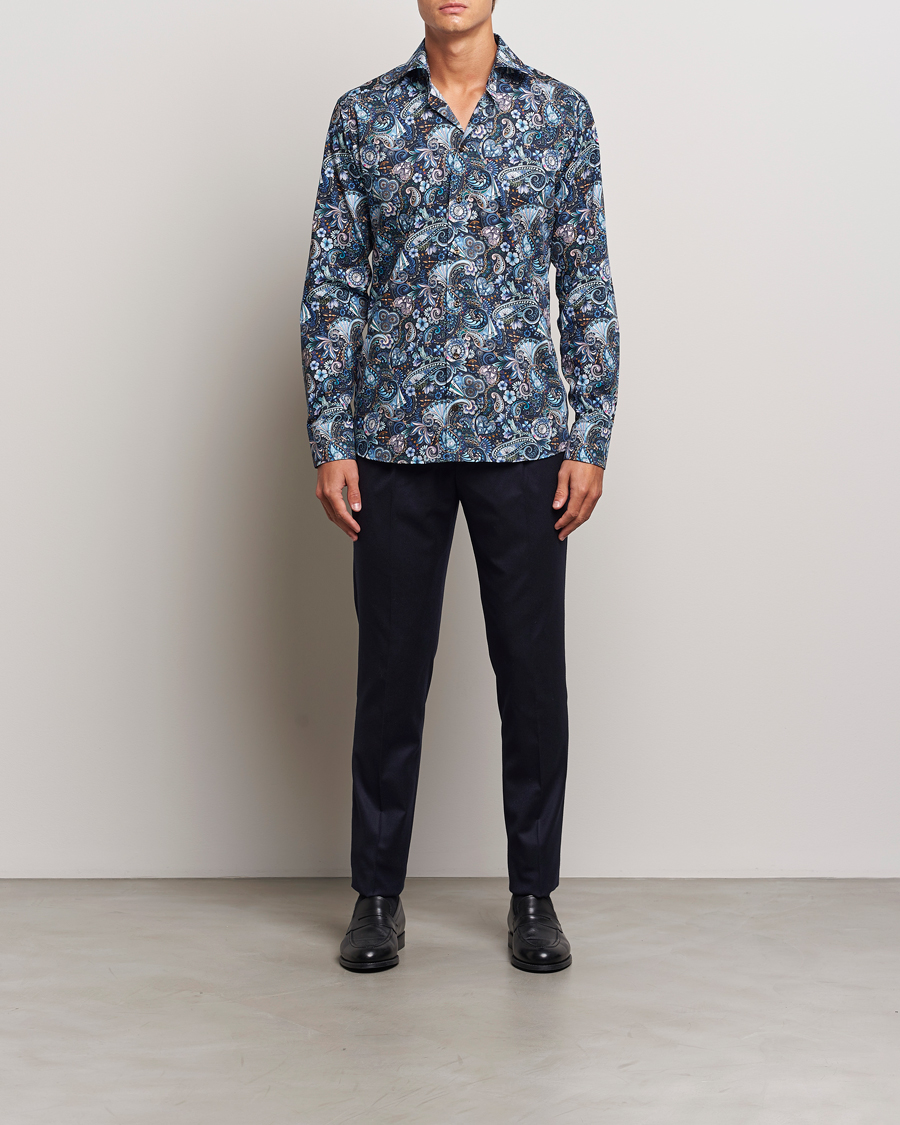 Herre | Skjorter | Eton | Slim Fit Signature Twill Printed Shirt Navy