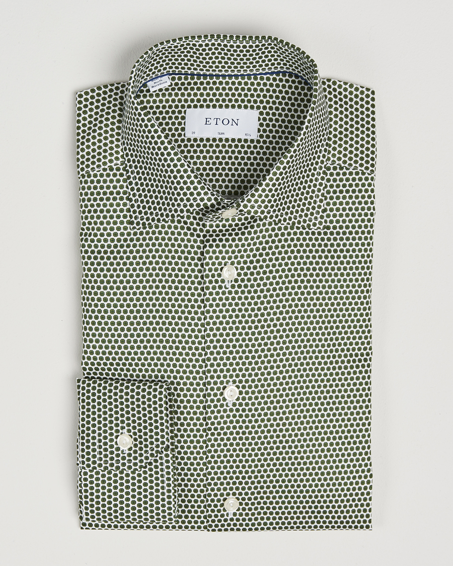 Herre | Skjorter | Eton | Slim Fit Signature Twill Printed Shirt Green