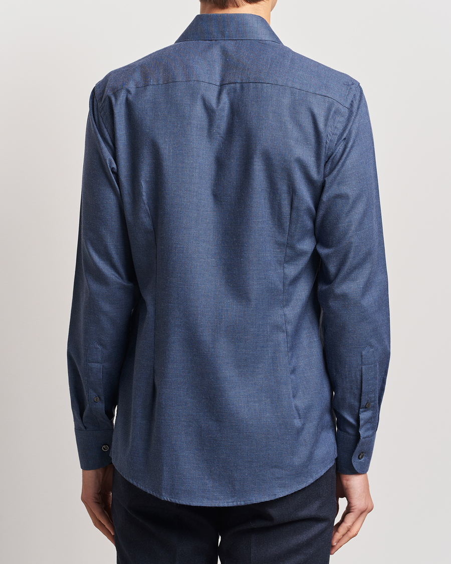 Herre | Skjorter | Eton | Slim Fit Wrinkle Free Flannel Pepita Shirt Blue