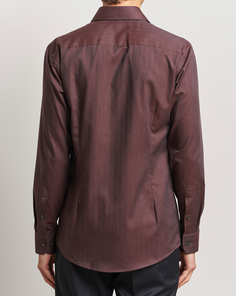 Herre | Skjorter | Eton | Slim Fit Wrinkle Free Flannel Shirt Dark Red