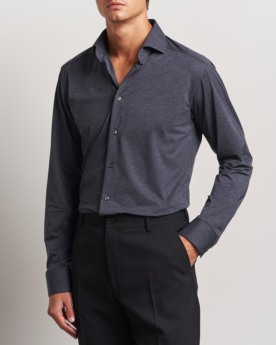 Herre | Skjorter | Eton | Slim Fit Four Way Stretch Shirt Dark Grey