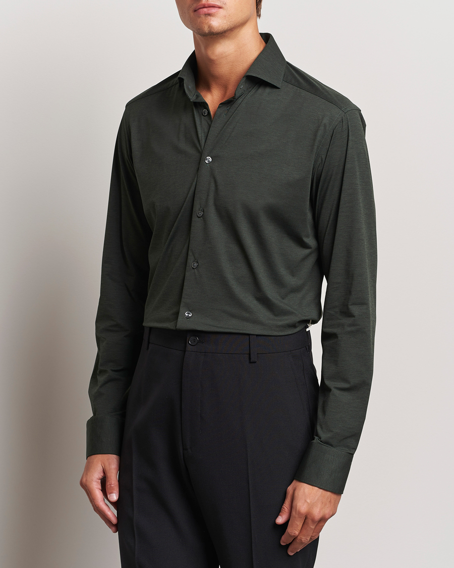 Herre | Skjorter | Eton | Slim Fit Four Way Stretch Shirt Dark Green