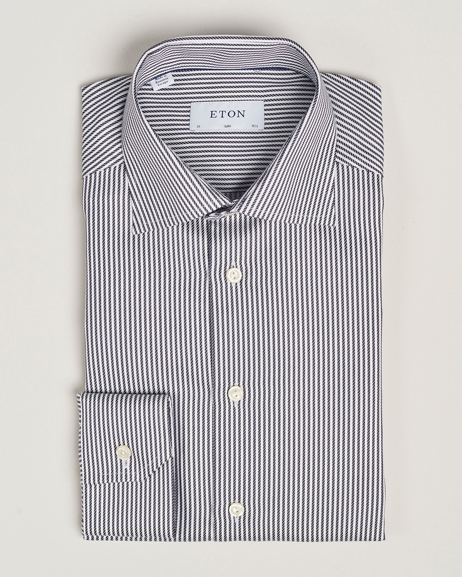 Herre | Skjorter | Eton | Slim Fit Signature Twill Striped Shirt Grey/White