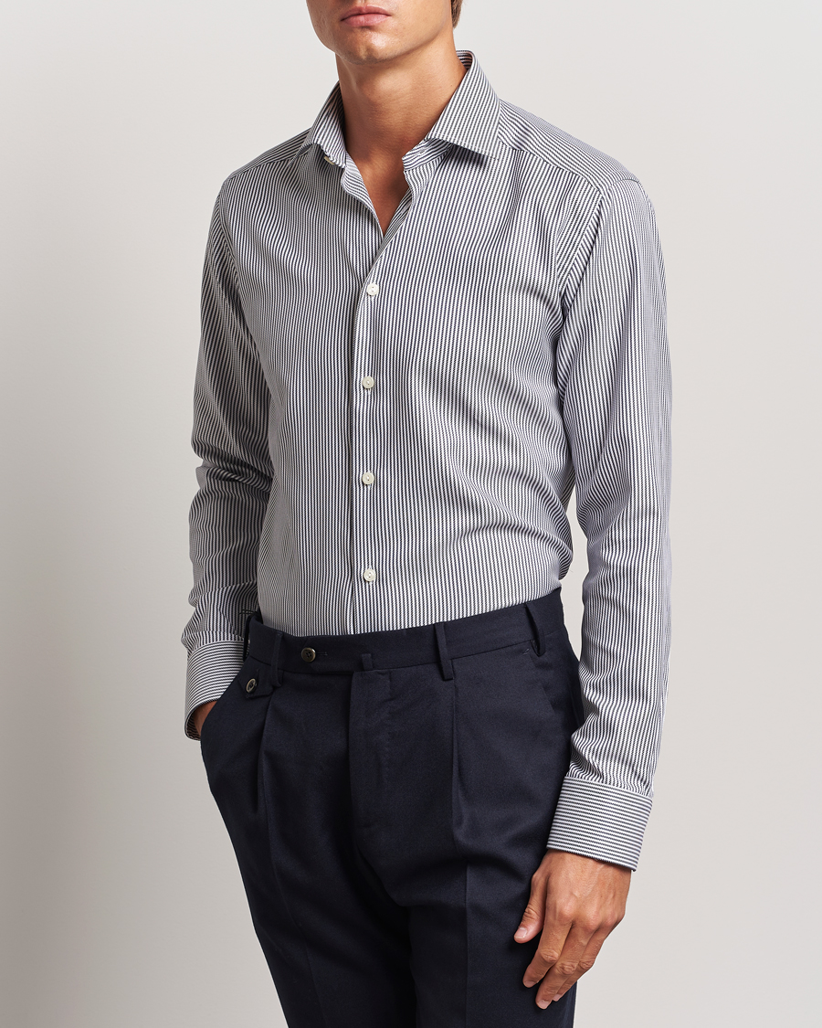 Herre | Skjorter | Eton | Slim Fit Signature Twill Striped Shirt Grey/White