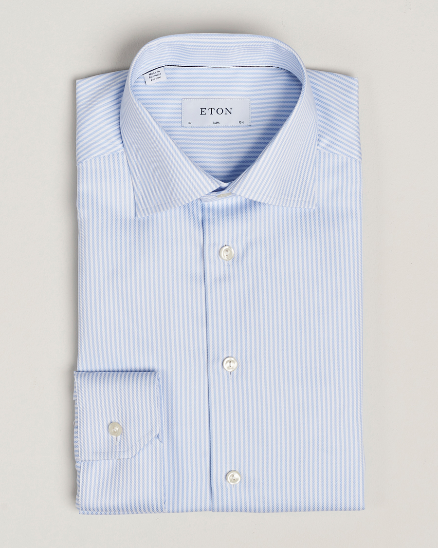 Herre | Skjorter | Eton | Slim Fit Signature Twill Striped Shirt Blue/White