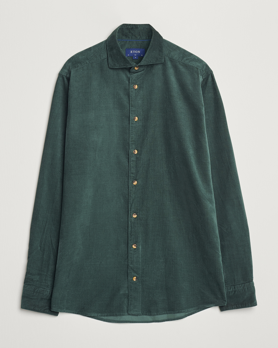 Herre | Skjorter | Eton | Slim Fit Fine Wale Corduroy Shirt Dark Green