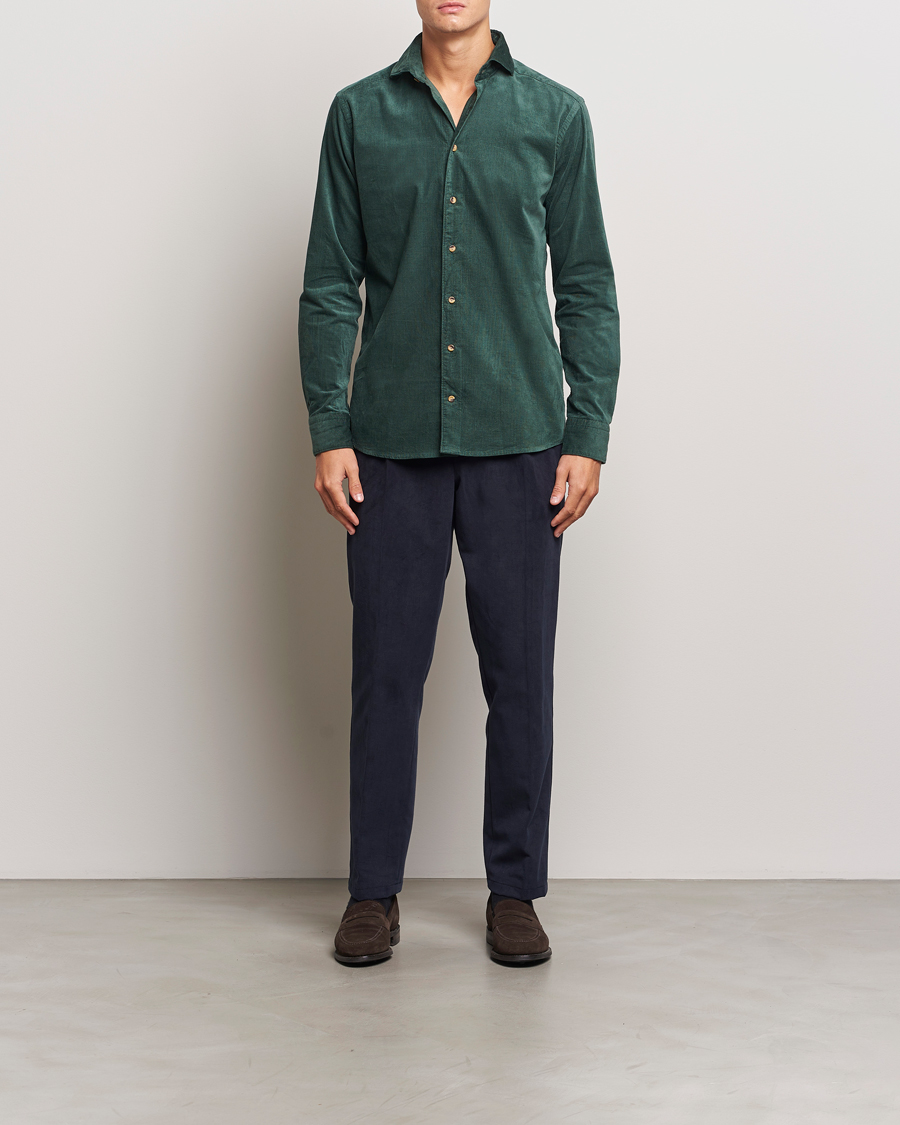 Herre | Skjorter | Eton | Slim Fit Fine Wale Corduroy Shirt Dark Green