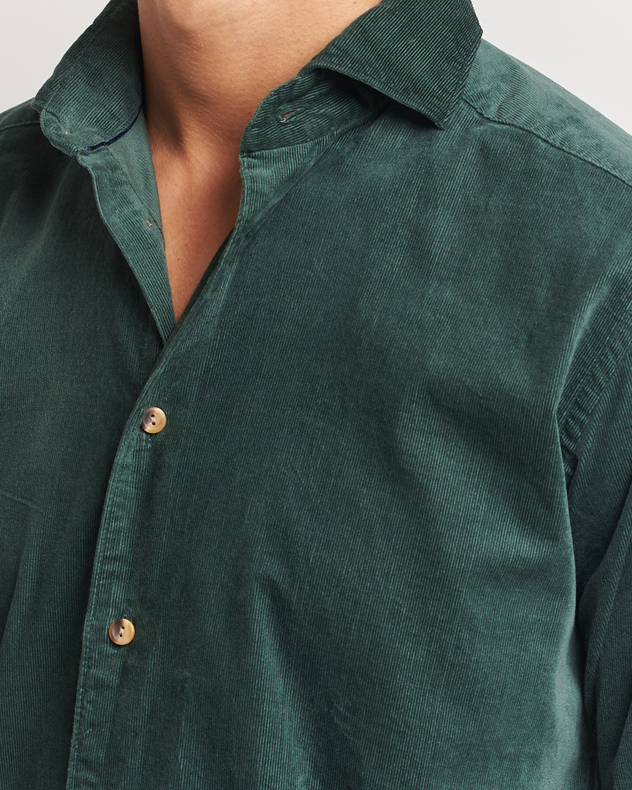 Herre | Skjorter | Eton | Slim Fit Fine Wale Corduroy Shirt Dark Green