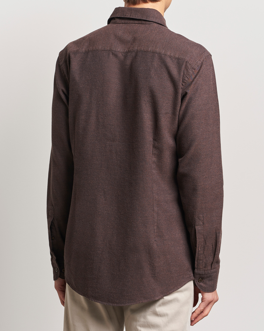 Herre | Skjorter | Eton | Slim Fit Twill Flannel Shirt Dark Brown