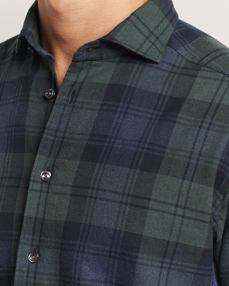 Herre | Skjorter | Eton | Slim Fit Checked Flannel Shirt Dark Green