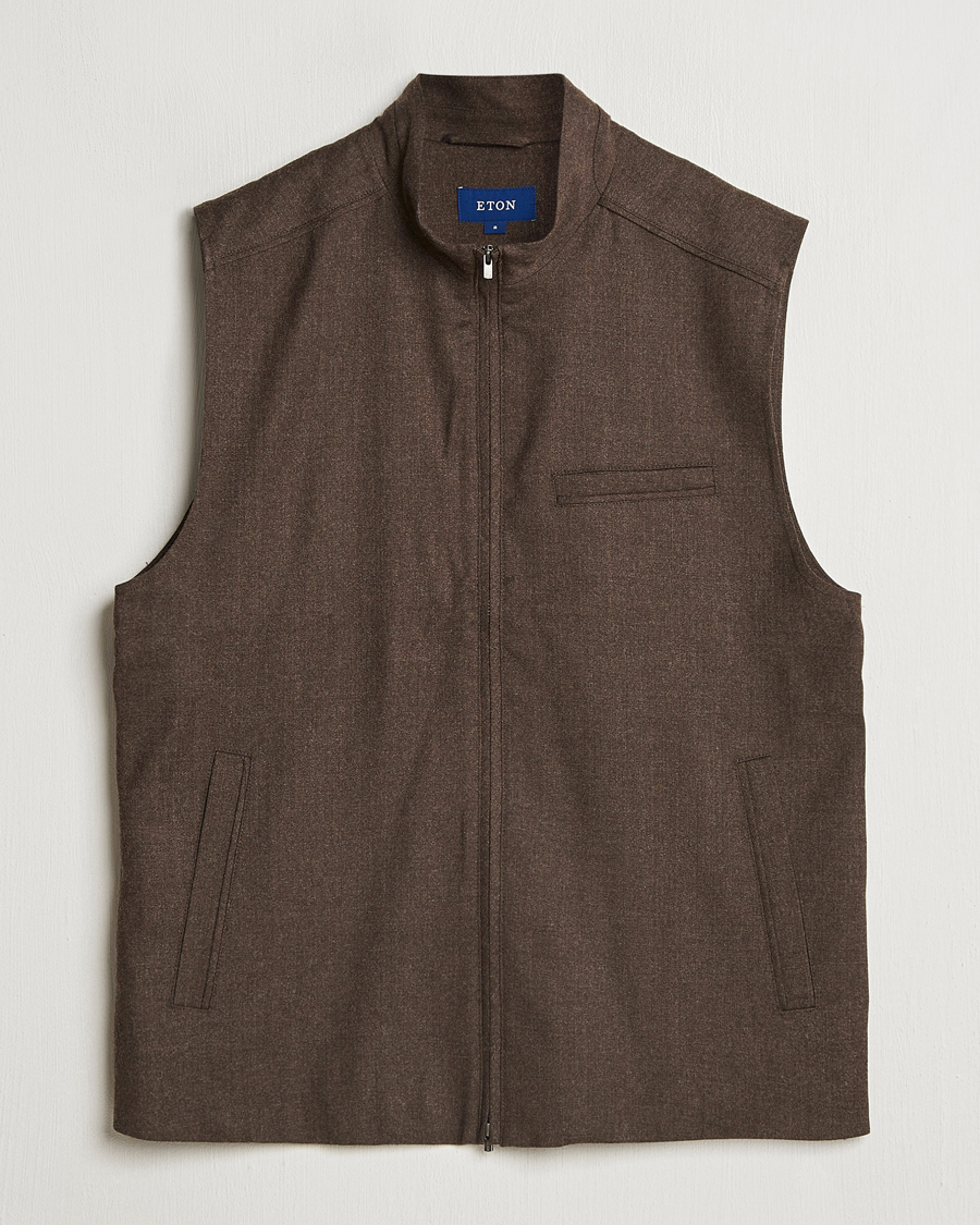 Herre | Jakker | Eton | Wool Flannel Vest Dark Brown