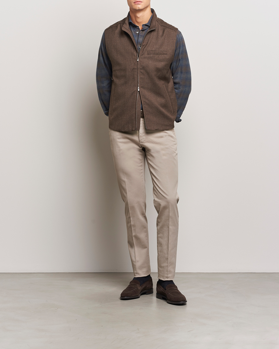 Herre | Jakker | Eton | Wool Flannel Vest Dark Brown