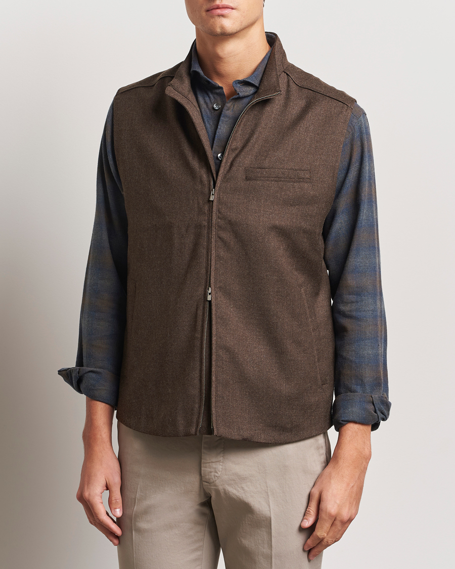 Herre | Jakker | Eton | Wool Flannel Vest Dark Brown