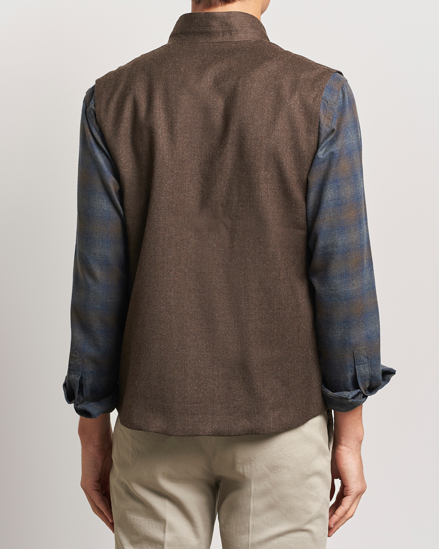 Herre | Jakker | Eton | Wool Flannel Vest Dark Brown