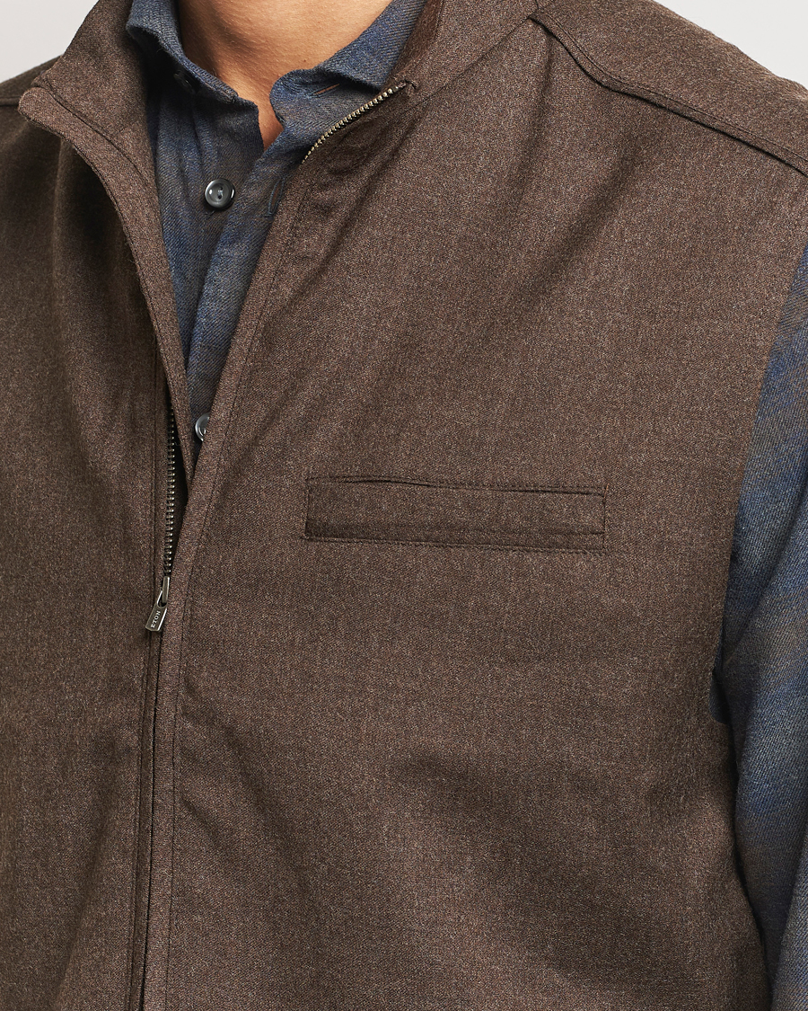 Herre | Jakker | Eton | Wool Flannel Vest Dark Brown