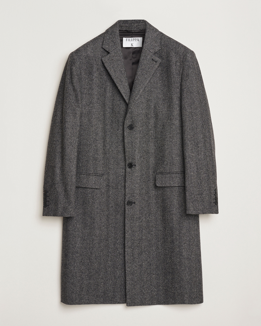 Herre | Jakker | Filippa K | Relaxed Wool Coat Grey Herringbone