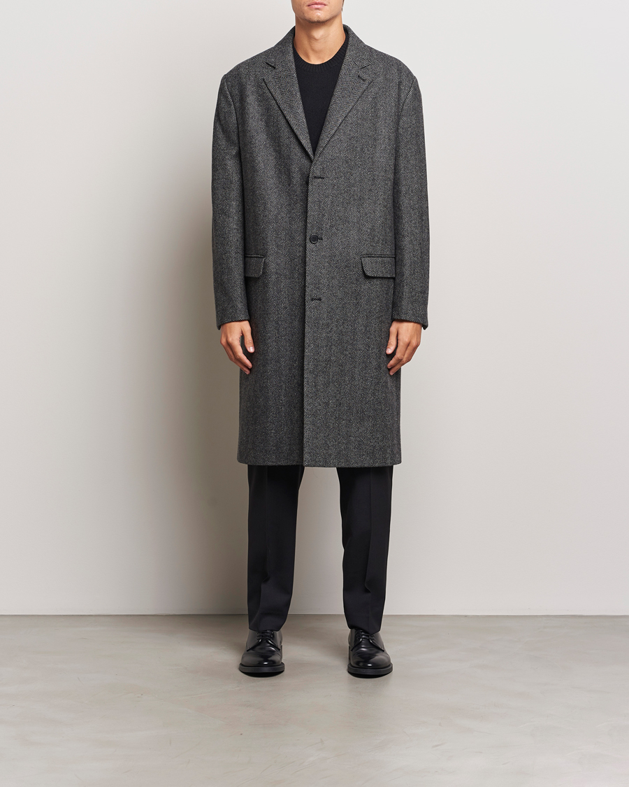 Herre | Jakker | Filippa K | Relaxed Wool Coat Grey Herringbone