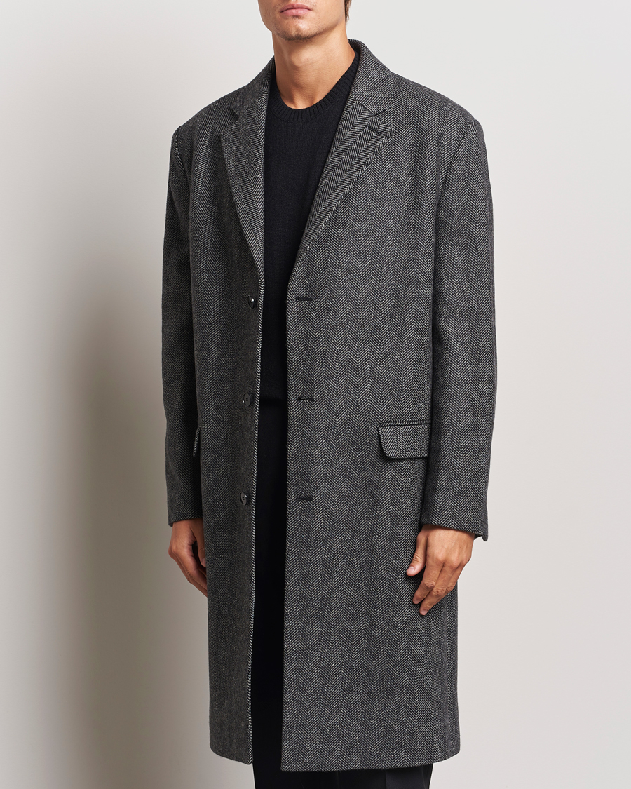 Herre | Jakker | Filippa K | Relaxed Wool Coat Grey Herringbone
