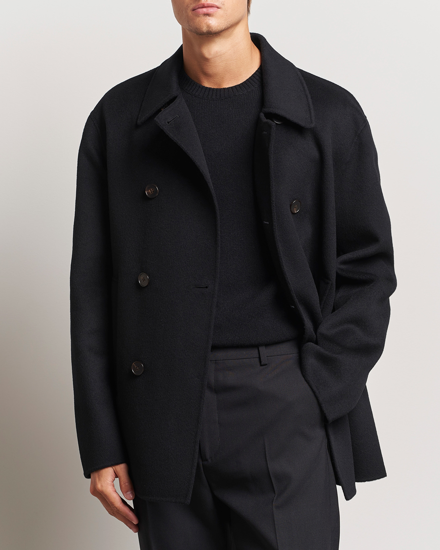 Herre | Jakker | Filippa K | Double Faced Wool Peacoat Black