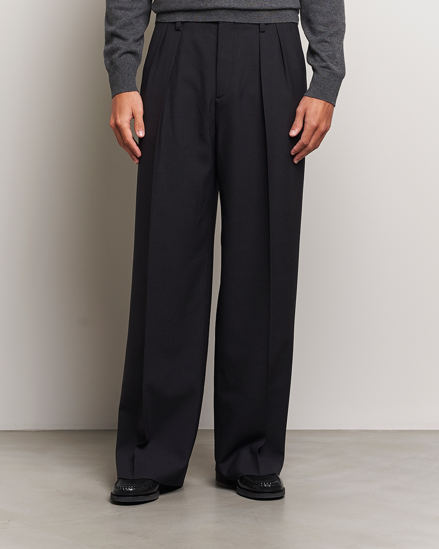 Herre | Bukser | Filippa K | Wide Wool Trousers Black
