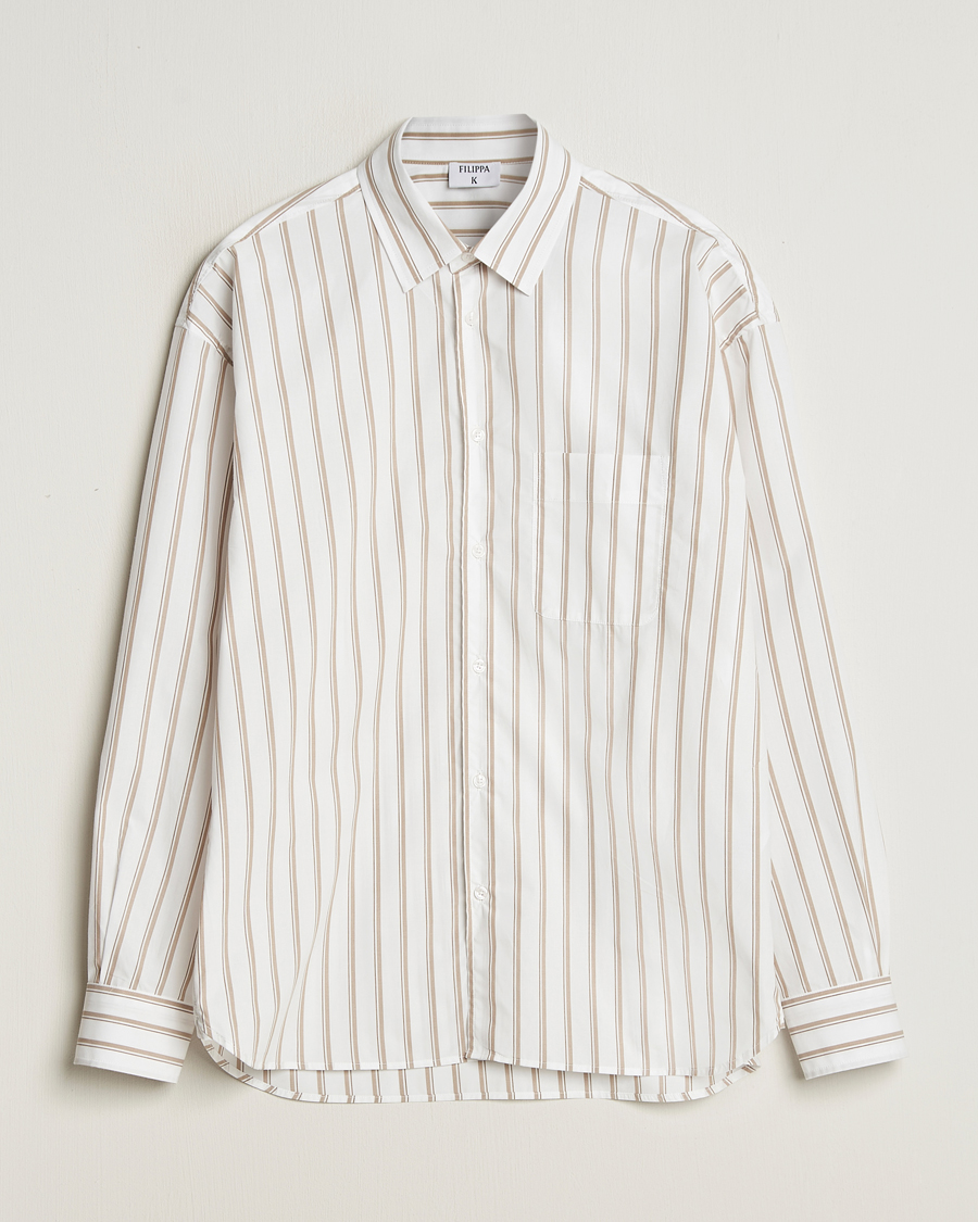 Herre | Skjorter | Filippa K | Classic Relaxed Striped Shirt Light Brown/Canvas Beige