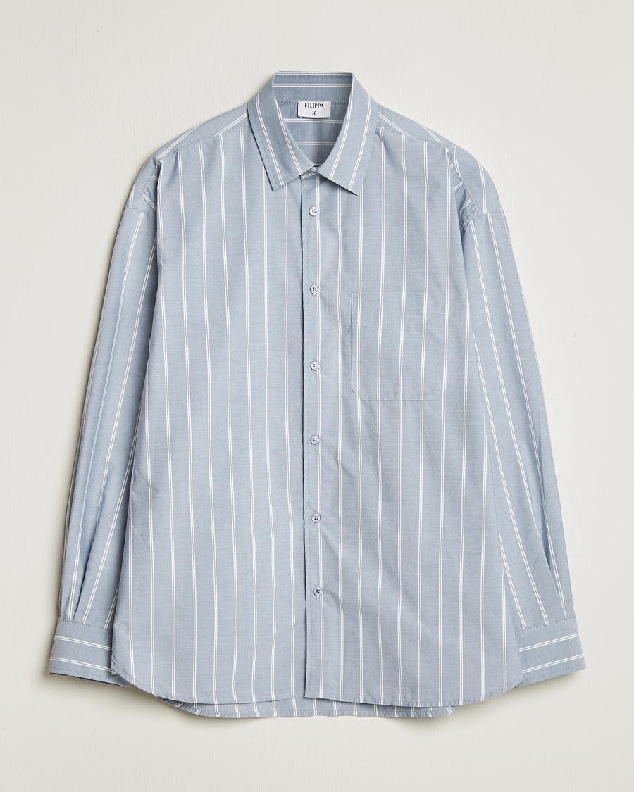 Herre | Skjorter | Filippa K | Striped Cotton Poplin Shirt Blue/White