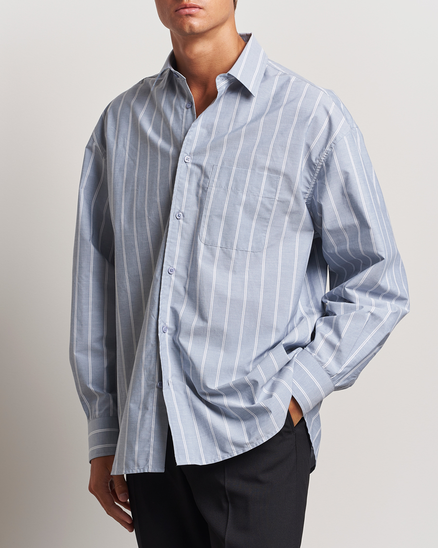 Herre | Skjorter | Filippa K | Striped Cotton Poplin Shirt Blue/White